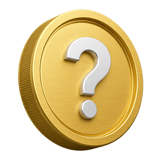 Ponto de interrogação numa moeda de ouro 3D decorativa, presente na página de FAQ